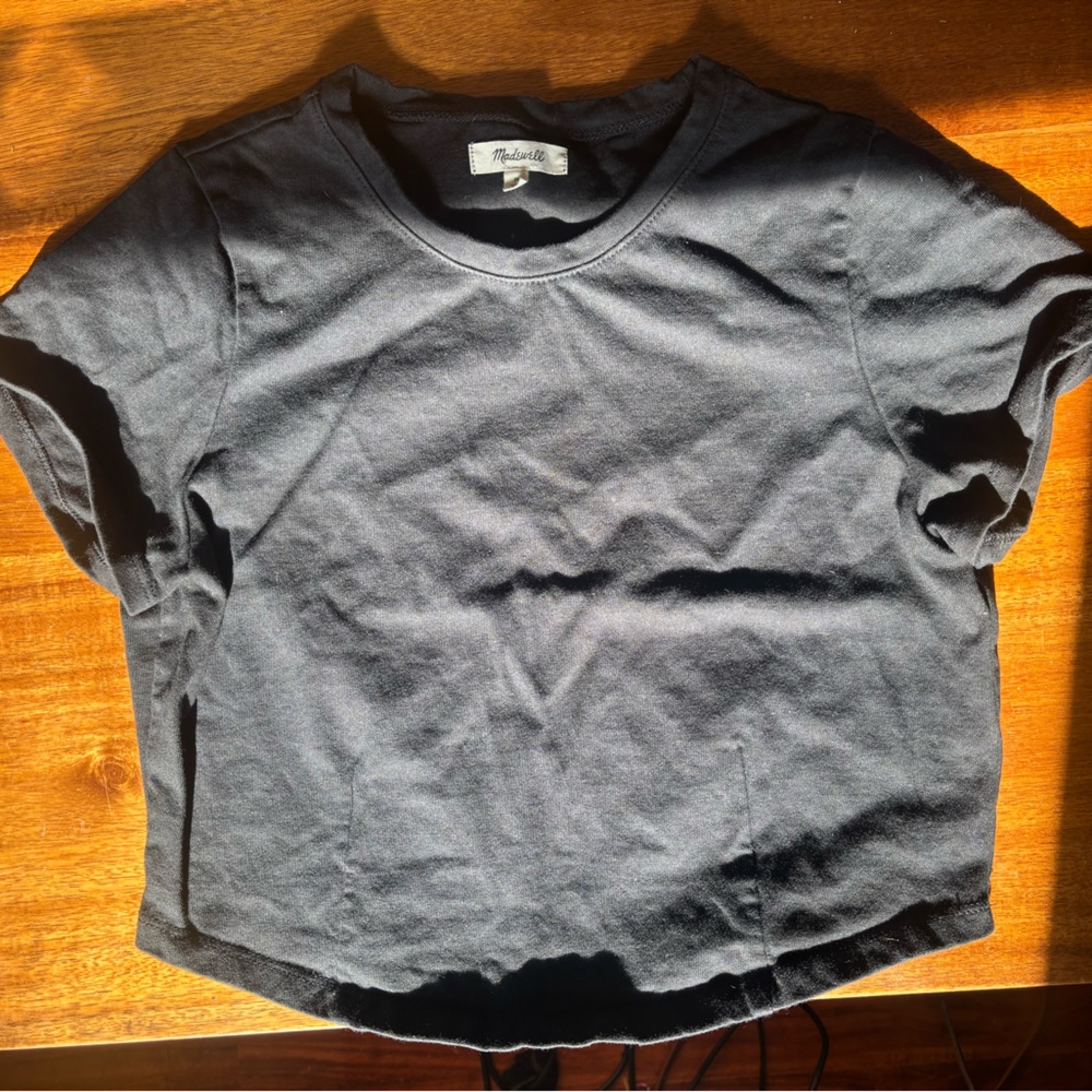 Madwell Black Short Sleeve Top crop length